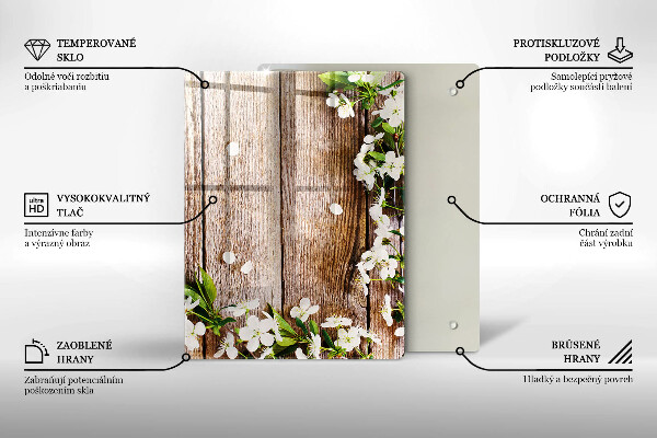 Tűzhely fedőlap Fehér virágok a táblákon