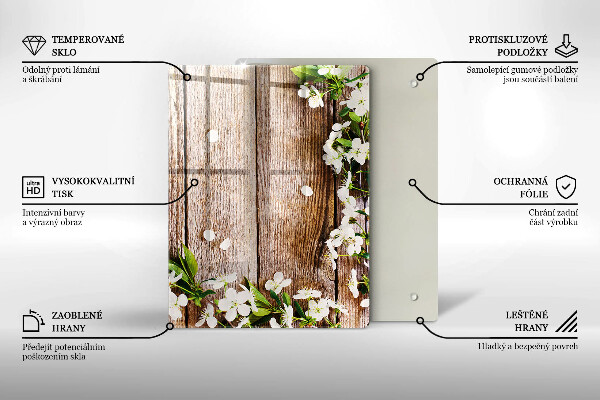 Tűzhely fedőlap Fehér virágok a táblákon