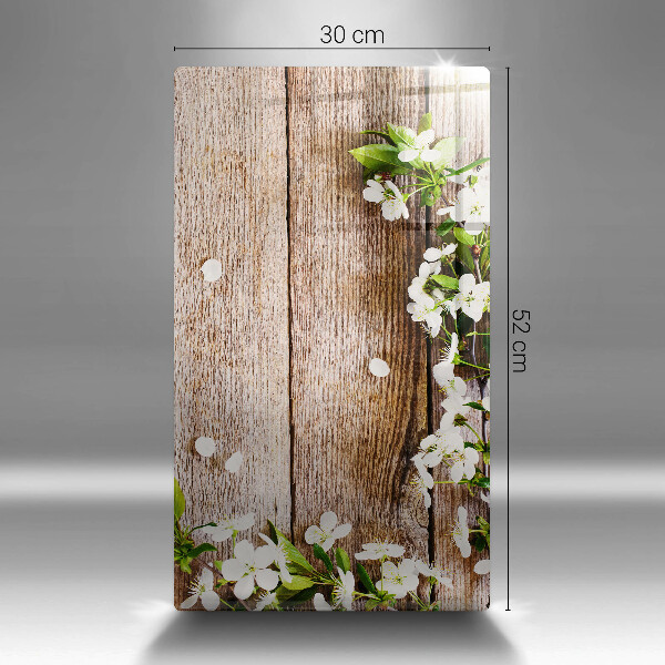 Tűzhely fedőlap Fehér virágok a táblákon