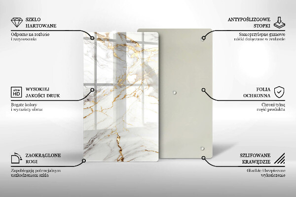 Tűzhely fedőlap Világos márvány arannyal