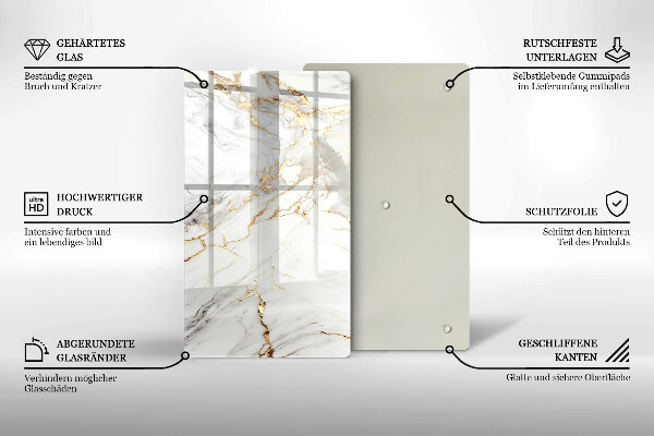 Tűzhely fedőlap Világos márvány arannyal