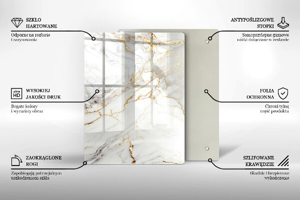 Tűzhely fedőlap Világos márvány arannyal