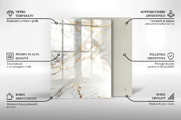 Tűzhely fedőlap Világos márvány arannyal