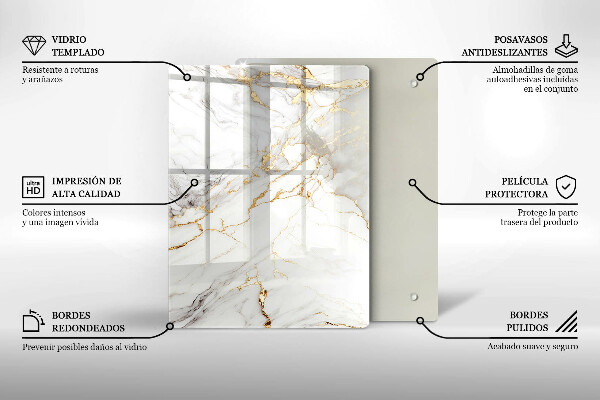 Tűzhely fedőlap Világos márvány arannyal