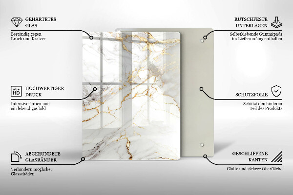 Tűzhely fedőlap Világos márvány arannyal