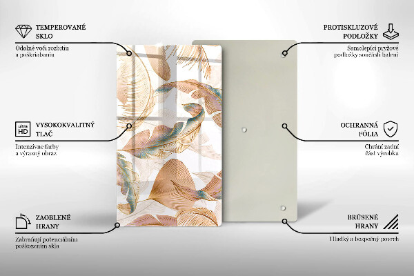 Tűzhely fedőlap Boho tollak és levelek