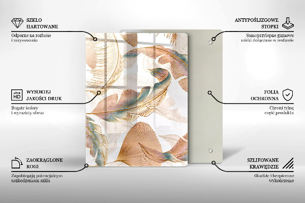 Tűzhely fedőlap Boho tollak és levelek