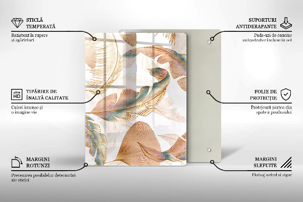 Tűzhely fedőlap Boho tollak és levelek