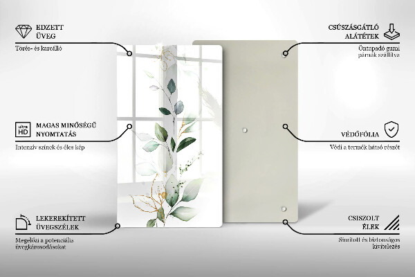 Tűzhely fedőlap Akvarell levelek