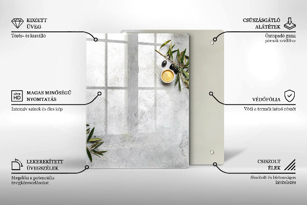 Tűzhely fedőlap Olajbogyó a betonon