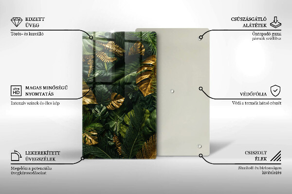 Tűzhely fedőlap Arany monstera levelek