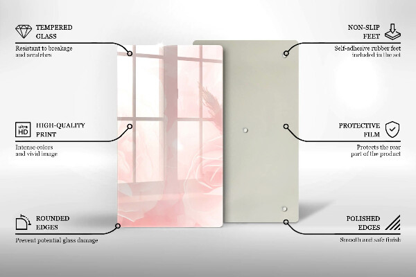 Tűzhely fedőlap Pasztell rózsák háttér