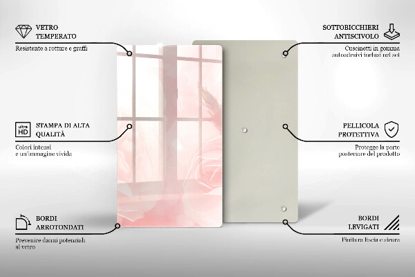 Tűzhely fedőlap Pasztell rózsák háttér