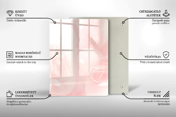 Tűzhely fedőlap Pasztell rózsák háttér