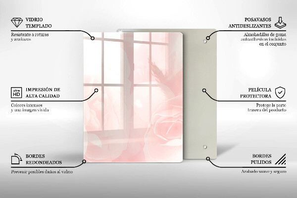 Tűzhely fedőlap Pasztell rózsák háttér