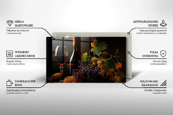 Tűzhelyvédő Pohár bor és szőlő