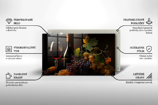 Tűzhelyvédő Pohár bor és szőlő