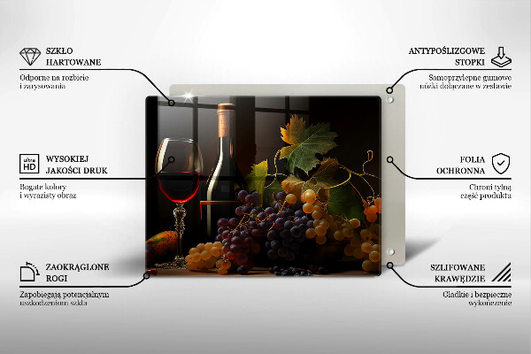 Tűzhelyvédő Pohár bor és szőlő