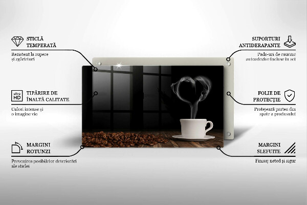 Tűzhelyvédő Kávéscsésze szív