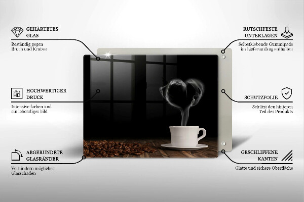 Tűzhelyvédő Kávéscsésze szív