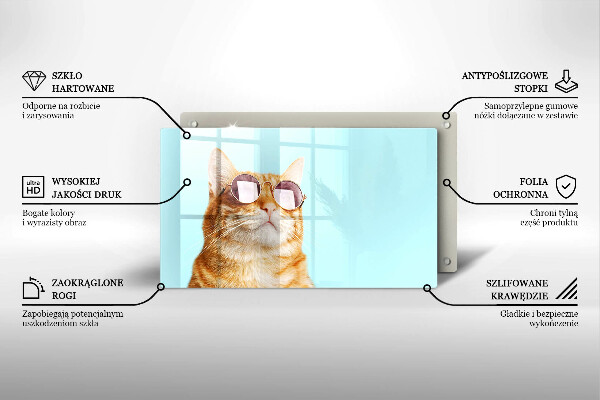 Tűzhelyvédő Vörös macska szemüveggel