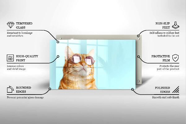 Tűzhelyvédő Vörös macska szemüveggel