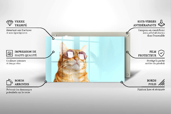 Tűzhelyvédő Vörös macska szemüveggel