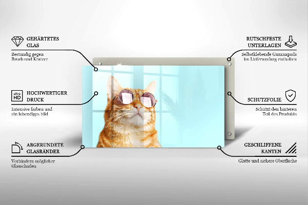 Tűzhelyvédő Vörös macska szemüveggel