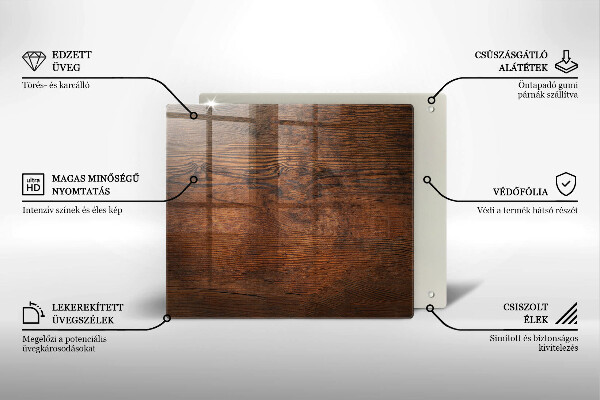 Tűzhelyvédő üveglap Sötét fa tábla