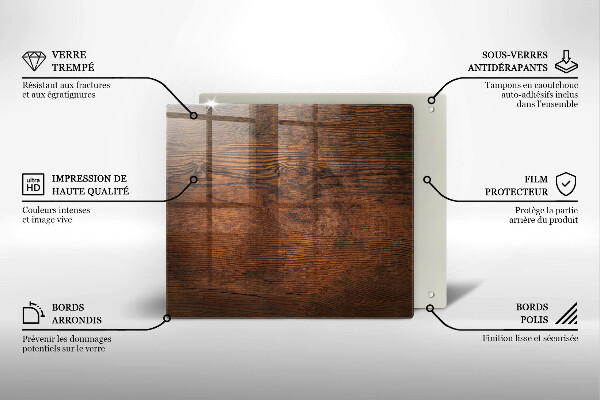 Tűzhelyvédő üveglap Sötét fa tábla