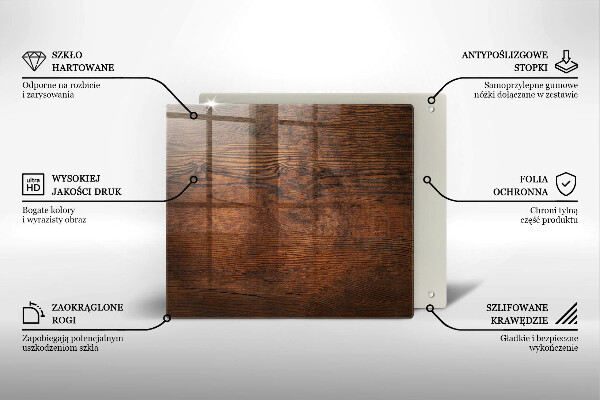 Tűzhelyvédő üveglap Sötét fa tábla