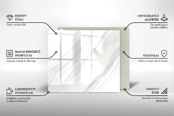 Tűzhelyvédő üveglap Finom márvány