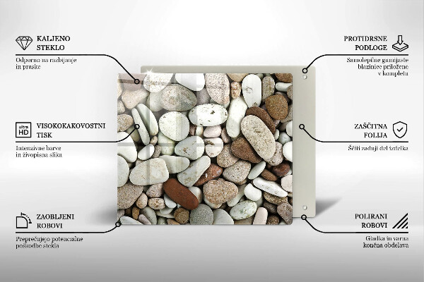 Tűzhelyvédő üveglap Kis kövek háttér