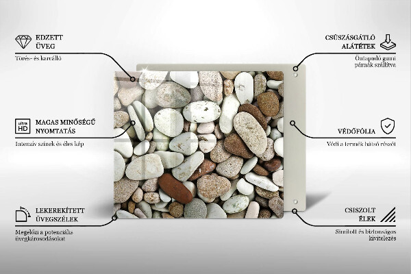 Tűzhelyvédő üveglap Kis kövek háttér