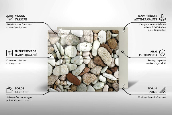 Tűzhelyvédő üveglap Kis kövek háttér