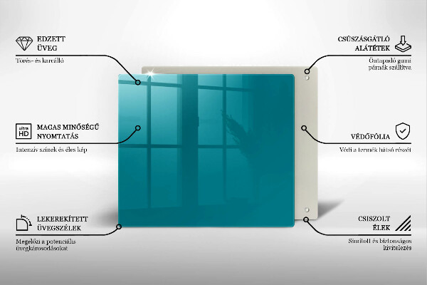 Tűzhelyvédő üveglap Türkiz