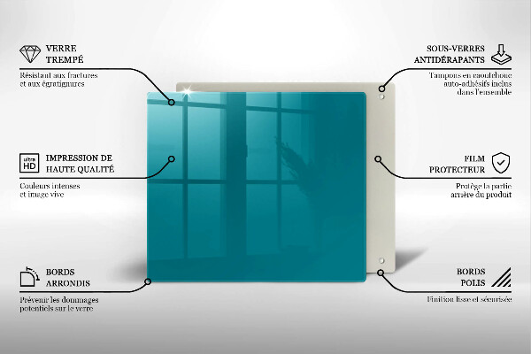 Tűzhelyvédő üveglap Türkiz