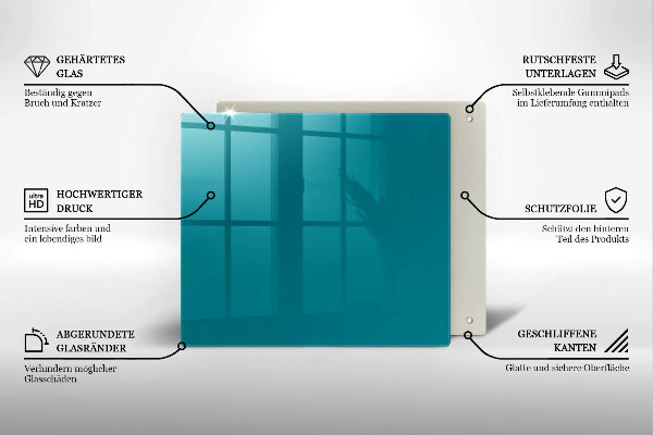 Tűzhelyvédő üveglap Türkiz