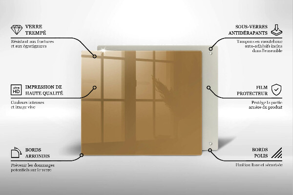 Tűzhelyvédő üveglap Bézs színű