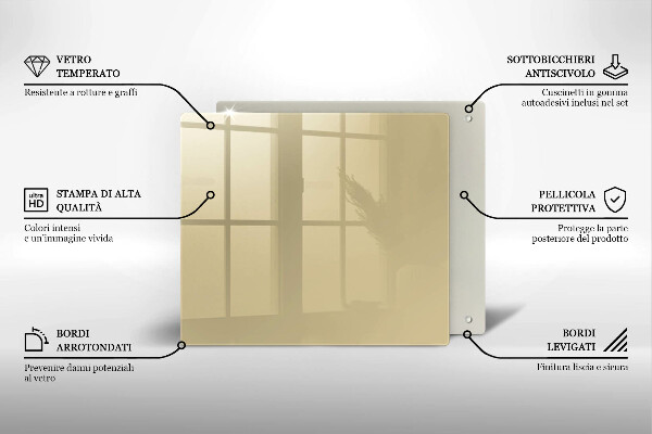 Tűzhelyvédő üveglap Bézs színű