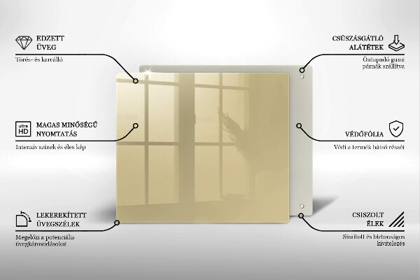 Tűzhelyvédő üveglap Bézs színű