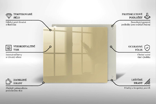 Tűzhelyvédő üveglap Bézs színű