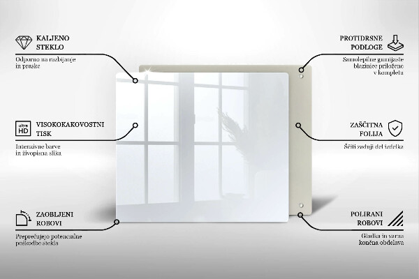 Tűzhelyvédő üveglap fehér szín