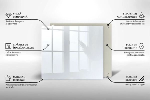 Tűzhelyvédő üveglap fehér szín