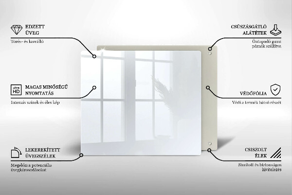 Tűzhelyvédő üveglap fehér szín
