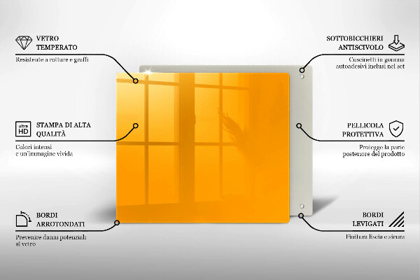 Tűzhelyvédő üveglap Sötét sárga színű