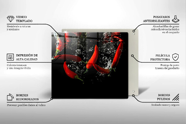 Tűzhelyvédő üveglap Chili paprika vízben