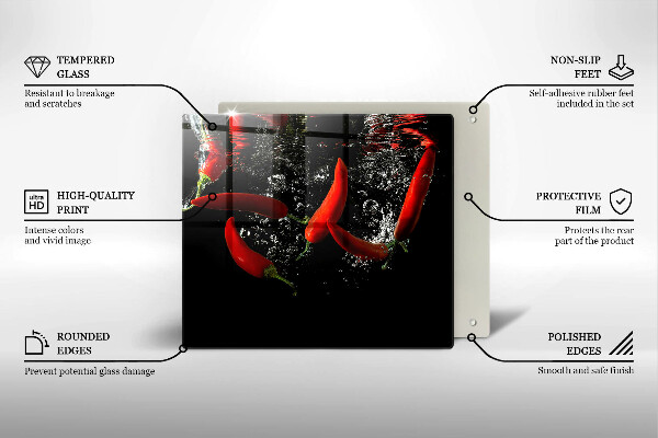 Tűzhelyvédő üveglap Chili paprika vízben