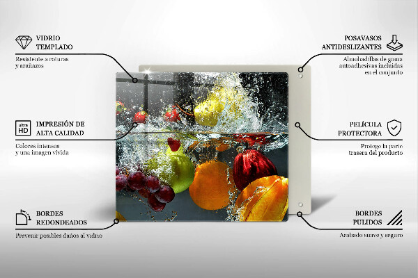 Tűzhelyvédő üveglap Lédús gyümölcs vízben