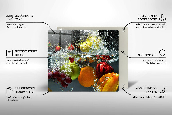 Tűzhelyvédő üveglap Lédús gyümölcs vízben